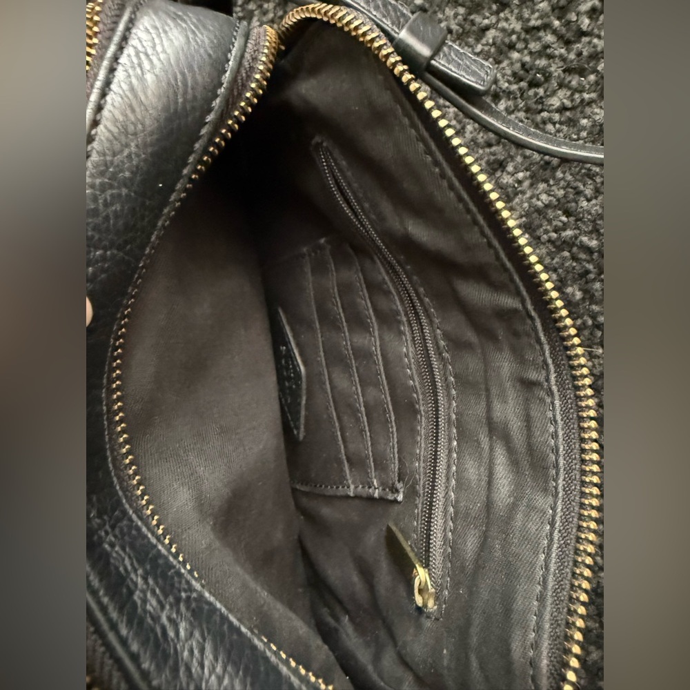 Fossil Black piper toaster pebbled Leather Crossbody with Gold Accents - Picture 13 of 16